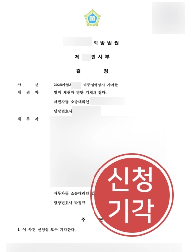 집행정지가처분 | 이사 직무집행정지 가처분 신청, 채무자 대리해 기각