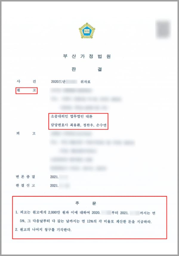 의뢰인과 의뢰인의 남편 A 씨는 혼인한 법률상 부부였고, 자녀로 현재 미성년인 아들과 딸을 두고 있습니다. 상간녀였던 피고 B 씨는 A 씨를 산 등반에 올랐다가 처음 알게 된 후 서로 호감을 갖고 연락을 하며 따로 만나 수 회 성관계를 갖는 등 연인 사이로 지내왔습니다.의뢰인은 남편의 늦은 귀가 등으로 부정행위를 의심하던 중 남편의 휴대전화에서 B와 함께 찍은 사진, 주고받은 메시지 등을 통해 그 두 사람의 관계를 알게 되었고 심각한 충격을 받게 되었습니다. 의뢰인은 자녀들을 생각해 피고와 관계를 정리하겠다는 남편만을 믿고 기다렸지만 오히려 남편이 가족들을 소홀히 대하며 밤새 B 씨와 통화를 하고 함께 여행을 다니며 의뢰인이 집을 비운 사이 피고를 주거지로 데려오는 등 대담한 만남을 이어가자 더욱 마음의 상처는 커지게 되었고 되려 이혼 요구를 하던 남편에게 생각할 시간을 갖자며 남편과 별거를 결정하게 됩니다.그러나 이후 남편의 계속되는 이혼 요구와 가정 소홀로 지친 의뢰인은 결국 협의이혼을 하였고, 그에 따라 상간녀였던 피고를 상대로 위자료를 청구하기로 결심하고 저희 법무법인 대륜의 손해배상전문변호사를 찾아와 도움을 요청하셨습니다.