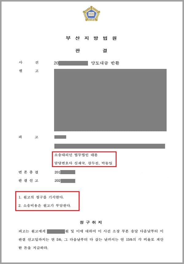 원고가 사업권양도계약의 취소를 주장하여 양도대금을 돌려달라고 저희 의뢰인에게 소를 제기한 사안입니다.