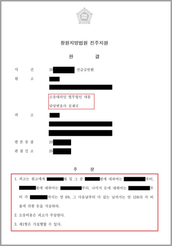 의뢰인은 활어 수산물을 수매하여 납품하는 일을 하고 있습니다. 의뢰인은 전어 물량을 확보 하기 위해서 전어잡이 어선주인 피고와 전어 출하량을 약정하는 활어 전어 어대금계약을 체결했는데요. 계약 후 피고인이 어선의 소유자가 아니고 전어 어획물의 처분권도 없다는 사실을 알게 되어 계약 파기와 선급금 반환, 지연손해금을 청구하는 소송을 제기하였습니다.