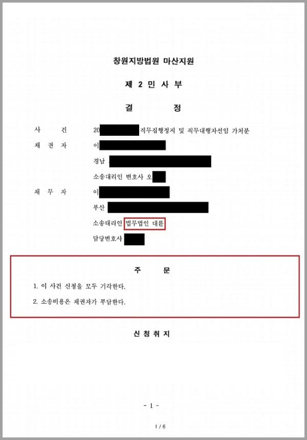 채권자는 장애인 직업재활시설 설치, 운영사업 등을 목적으로 하는 법인(덕OOOOOOOO협회)의 대표권 있는 이사였으나 임시총회결의에 의하여 해임되었고, 채무자(의뢰인)는 임시총회결의에 의하여 새롭게 선임된 대표였습니다. 그러나 채권자는 채무자(의뢰인)가 부당하게 업무를 집행하여 왔고, 임시총회결의가 총회소집에 관한 정관 규정을 위반하여 의사정족수 요건을 충족하지 못하였다는 이유로 직무집행정지 및 직무대행자선임 가처분을 신청하였습니다. 이에 의뢰인(채무자)께서는 저희 법무법인 대륜을 방문하셔서 변론을 맡아줄 것을 요청하신 사건이었습니다. 