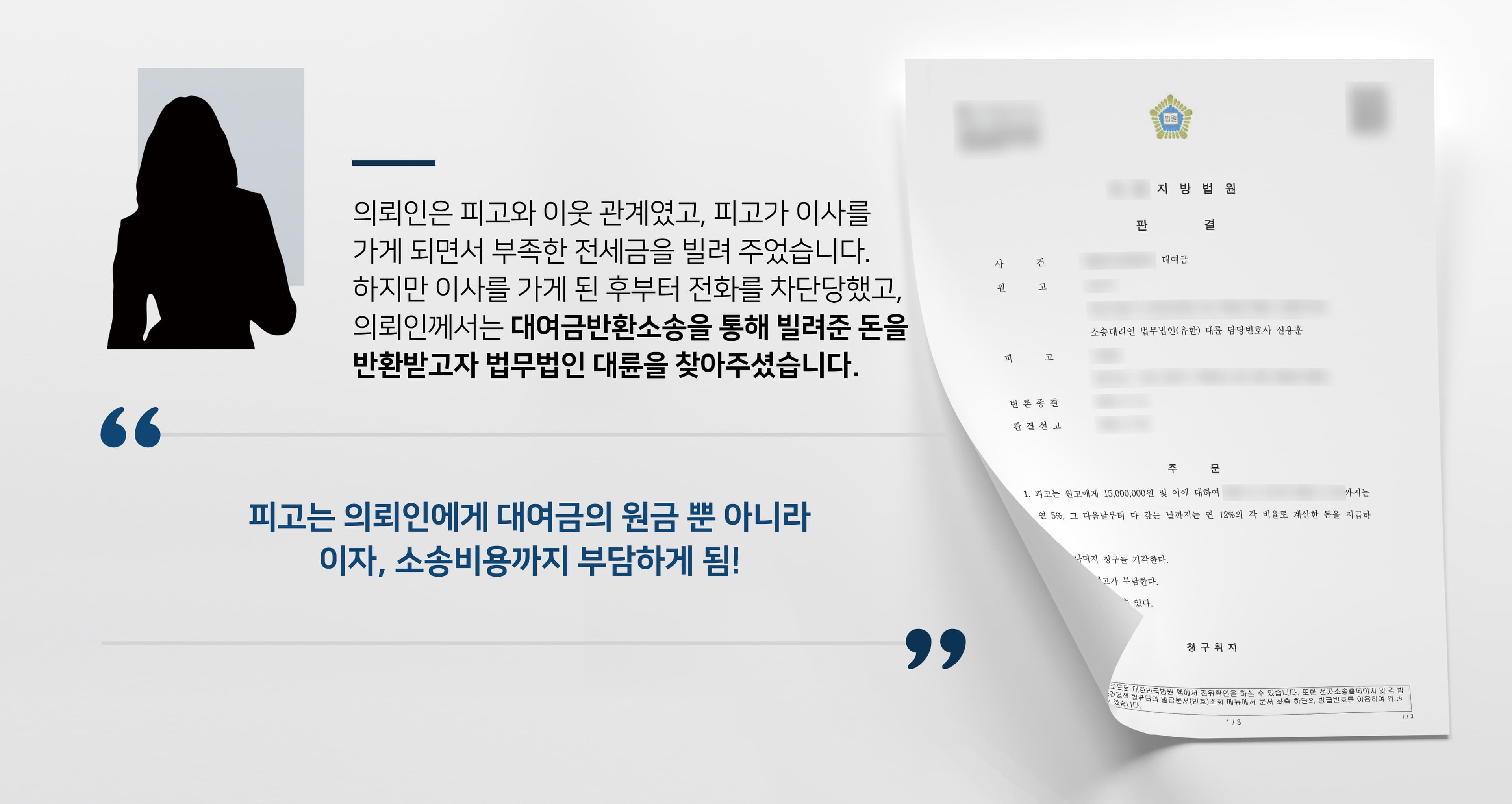 돈을 빌려준 지인으로부터 전화를 차단당하게 되면서 금전을 반환받고자 대여금반환소송을 제기한 사례