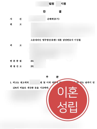 [법률상담 해결사건] 상간남소송변호사 도움으로 상간남에 손해배상 3000만 원 확정