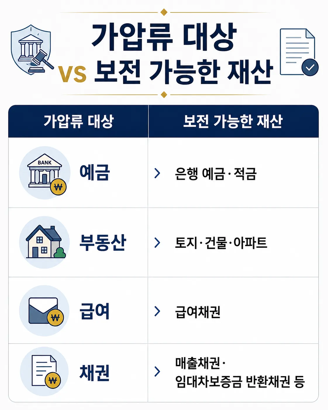 채무불이행고소 가압류 대상이 되는 자산과 아닌 자산
