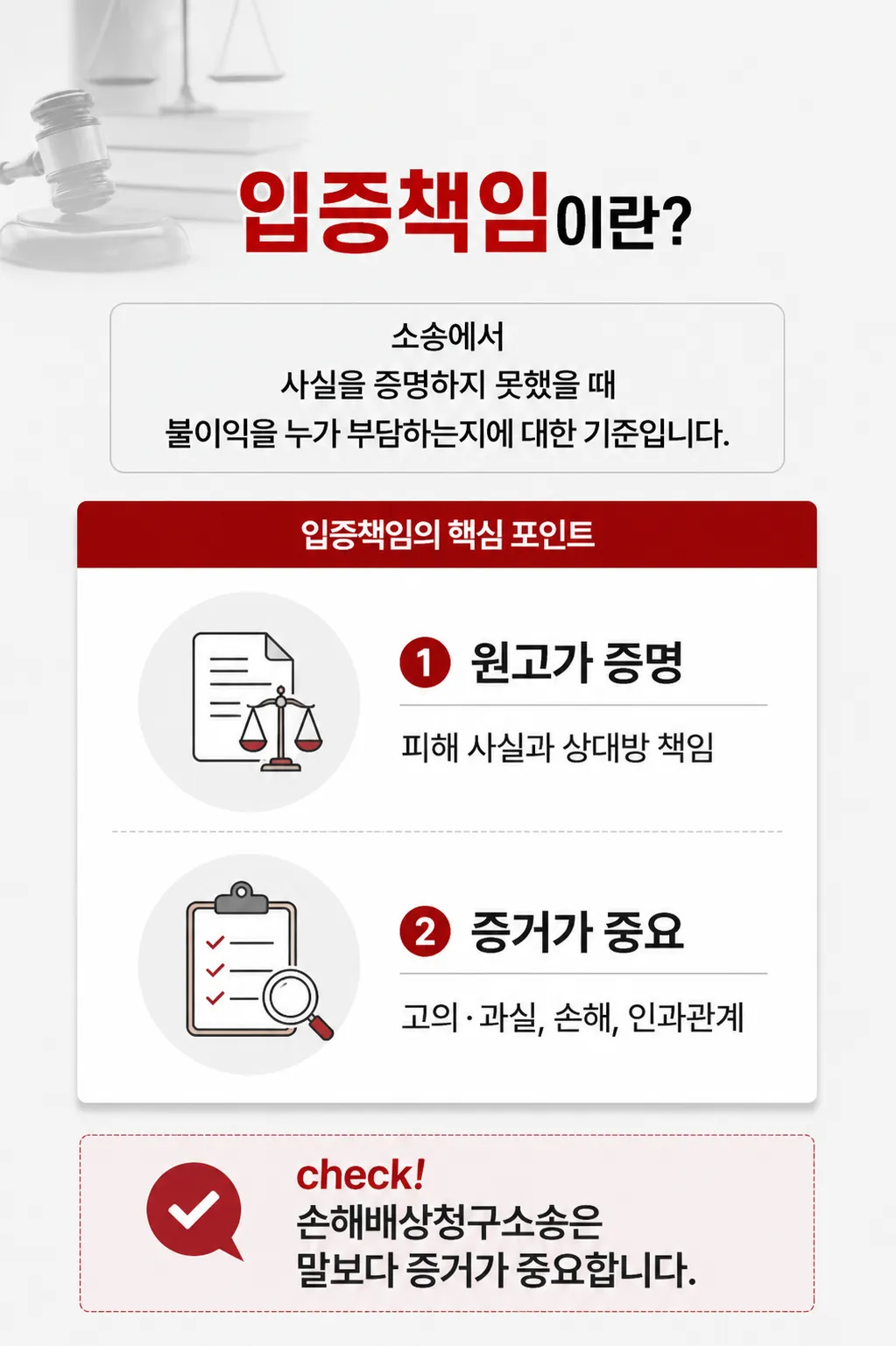 손해배상청구소송에서 필요한 증거자료와 입증책임 기준
